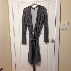 Ann Taylor Wrap Knit Dress Herringbone Black and White size 12